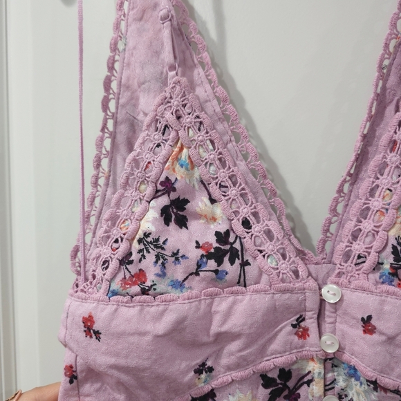 INTIMATELY FREE PEOPLE Purple Floral Maxi Slip Sundress with Plunge Neckline - Picture 11 of 16